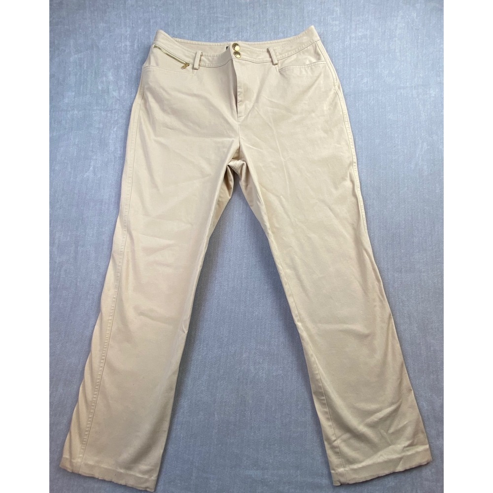 Lauren Ralph Lauren Tan Cotton Blend Straight Leg Chino Pants Womens Size 10